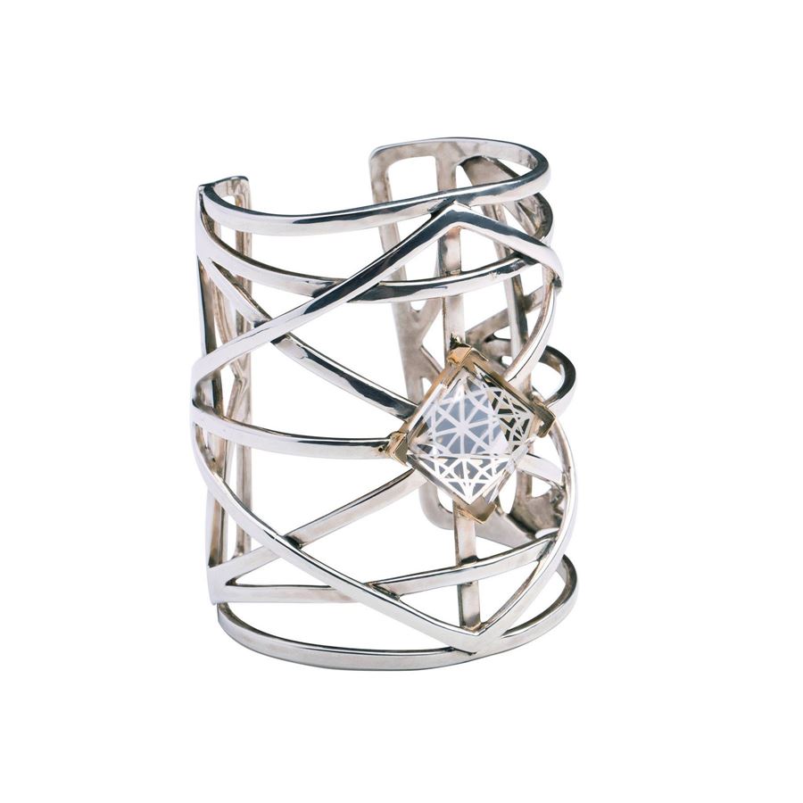 Bracciale 'Griglie' con piramide GRIGLIE | BR RIGIDOARG PIRAM CDR